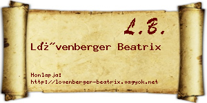 Lövenberger Beatrix névjegykártya